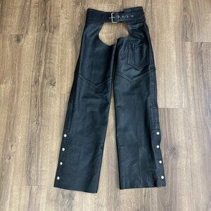 Vintage Hudson Leather Wide Leg Chaps Motorcycle Y2K